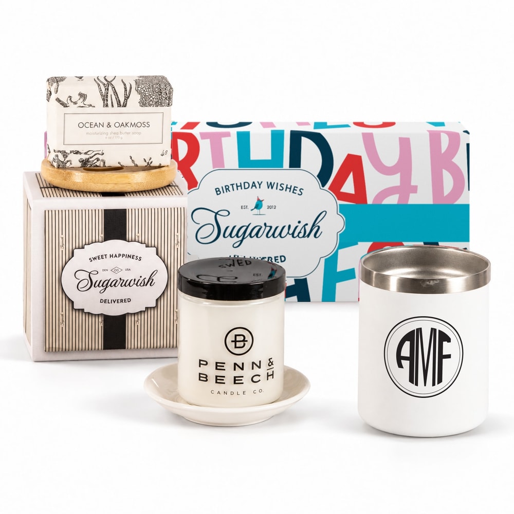 Monogrammed Mug with 2 Gourmet Goods & Spa picks (Monogrammed)